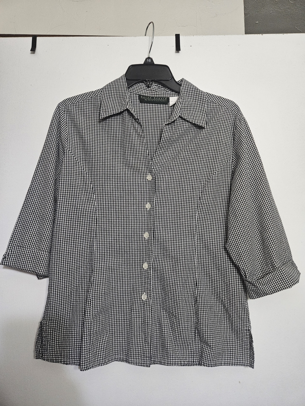 Harve Benard Black and White Gingham Button-Down Shirt